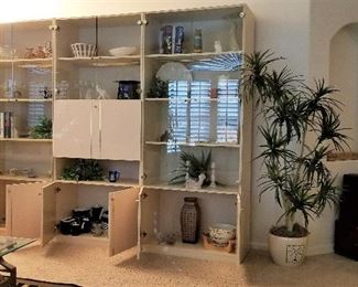 #7 - Mid-century modern decor wall unit for book or display and has a drop down for a bar or other storage - 3 units shown - $125 each unit -  purchase all 3 units discounted at $325. There are 2 more corner pieces shown in another photo.