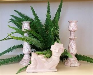 #13 - Marble candle holders - $25 set - Man figurine sculpture - $30