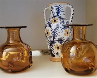 #31 - Gold amber glass - $25 each - Tall 2 handled vase - $32
