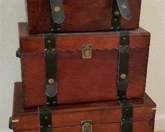 #23 - Stacking trunks - Large 10 H x 9W x16-1/2L - $22 - Medium 8-1/2H x 7-1/2W x 14-1/2L - $18 and small 7H x 6W x 12-1/2L - $15