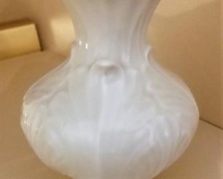 #43 - White vase with gold rim - $18