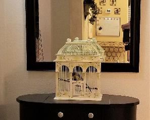 #52 - Jewelry cabinet, bedside table cabinet, sewing cabinet, so many uses - SOLD  -the  Birdcage -SOLD    Still available the Large Mirror - $75            