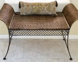 #51 - Wicker and metal bench   - $58