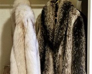 #73 - Furs - Saga real fur coat is SOLD.  On right brown faux fur coat $95. Still available. The faux brown fur is about a 10 and it fit the owner at 125 lbs.