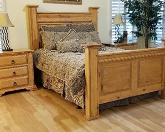 #8 - Beautiful queen bed - Headboard, footboard, frame - $295. Bed sold. Bedding is still available. Bedding also for sale includes comforter, shams, pillows, and skirt - $75. 