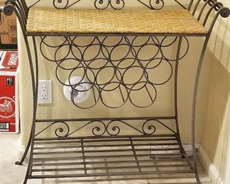 #91 - Wicker and metal wine rack table - $75