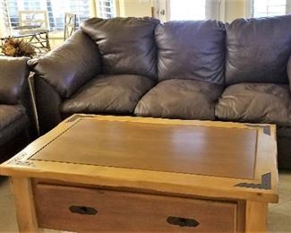 #3 - Dark brown Leather Sofa STILL AVAILABLE - $350. Lift top table with storage SOLD