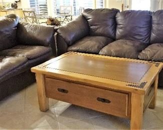 #20 -Dark Brown Leather loveseat $175 and leather sofa $350 still available. Lift top coffee table  has been sold