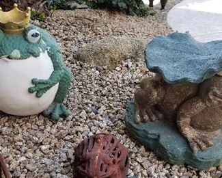 #114 Crowned frog (still available) - $18   Lily pad frog on right (FROG SOLD) - $25