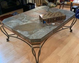 an iron and slate Heritage coffee table