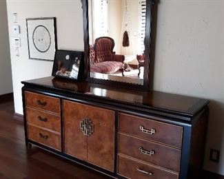 Asian Influence Dresser and Mirror
