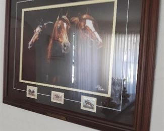 framed horse and stamp picture