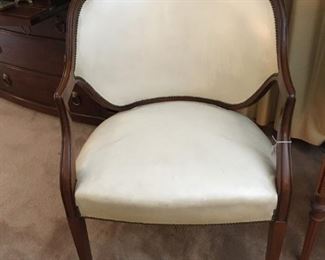 Side chair - white leather
