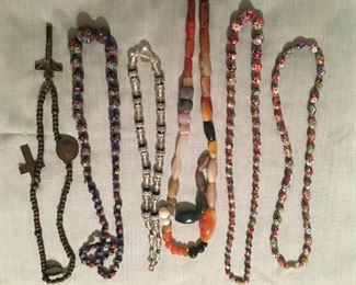 African beads, rosary, Millefiori bead necklaces 