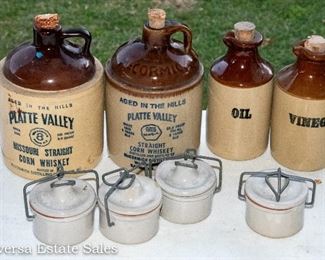 Stoneware Corn Whiskey Crocks