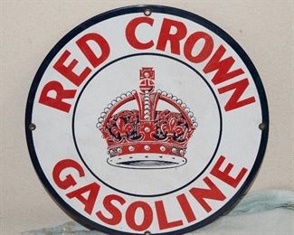    Red Crown Gasoline Enamel Sign
