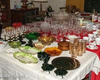 Tables of Vintage Ceramics and Glassware