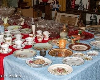 Tables of Vintage Ceramics and Glassware