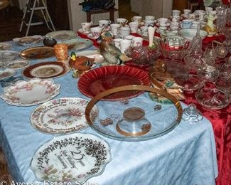 Tables of Vintage Ceramics and Glassware