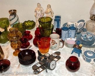 Tables of Vintage  Ceramics and Glassware