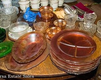 Tables of Glassware - Carnival Glass