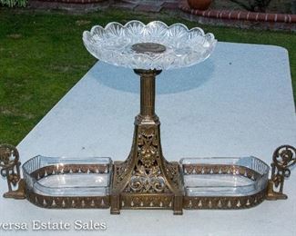 Beautiful Metal and Glassware Centerpiece