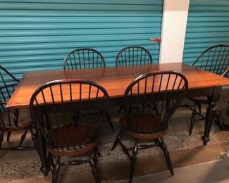 Custom farm table with 6 chairs