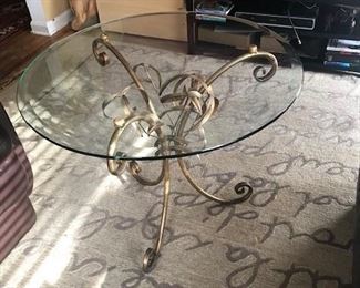 round glass gold table 31in 25in tall