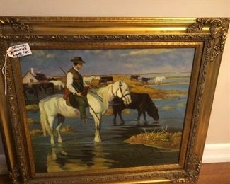South American "Gauchos" beautiful original oil in very nice frame... $150.00