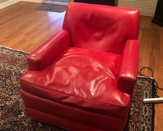 RED LEATHER CLUB CHAIR... $75.00