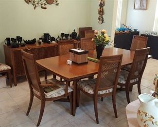 Drexal Dining Table with 8 Matching Chairs and 2 Extra Leafs