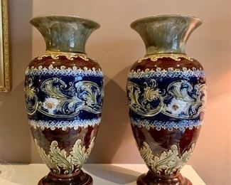 Pair of Doulton Lambeth Art Nouveau vases.