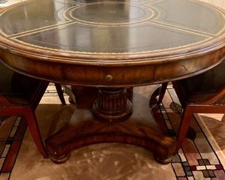 Maitland smith leather top game table.