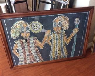 Framed batik art