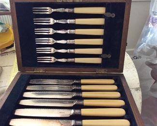 Antique fish knife fork and knife set