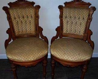Walnut Victorian Parlor Chairs