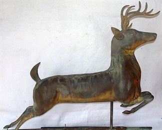 Rare Washburn Leaping Stag Weathervane (Solid Head & Feet)