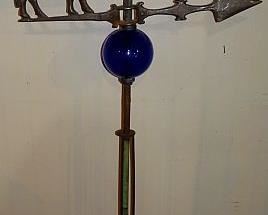 Cow On Arrow Weathervane W/ Blue Ball