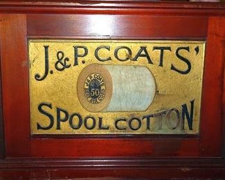 J & P Coats Spool Cabinet Back Sign