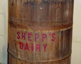 Large 5 Foot Tall "Shepp's Dairy" Butter Churn 
