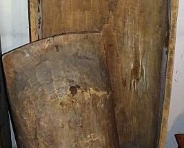 2 Large Wooden Dough Trench Bowls