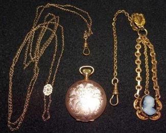 Elgin Pocket Watch, Watch Fobs & Chains