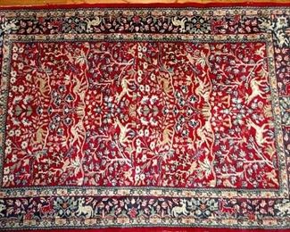 Hand Made Oriental Rug With Animals