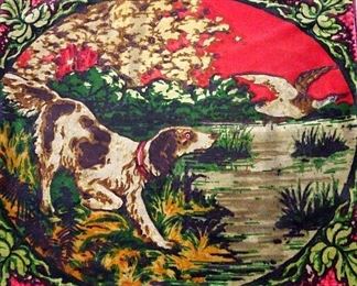 Wool Lap Robe W/ Hunting Dog & Duck W/ Glass Eyes