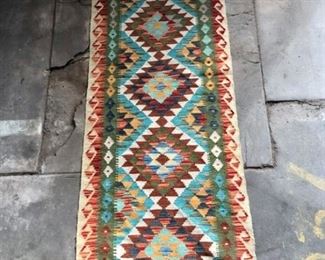 Hand Knotted Colorful Kilem Runner