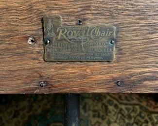 Original Label On Chair "Royal Chair" Dated 1900