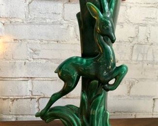 Vintage Tall Green Gazelle Vase, Royal Haeger 