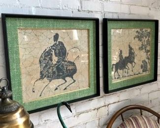 Pair of Vintage Batique Pseudo Chinese Paintings
