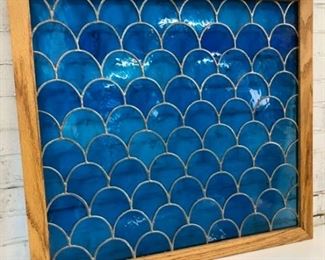 Blue Fish Scale Art Glass Window