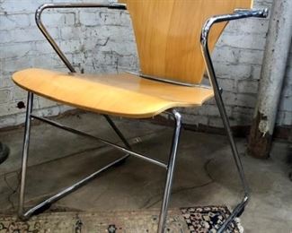 Vintage Molded Wooden & Chrome Side Chair